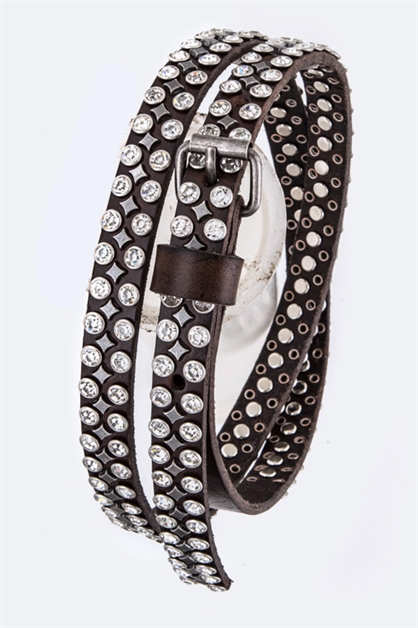 LA JEWELRY PLAZA, Mix Studs Distress Skinny Belt, 98-M034-NW