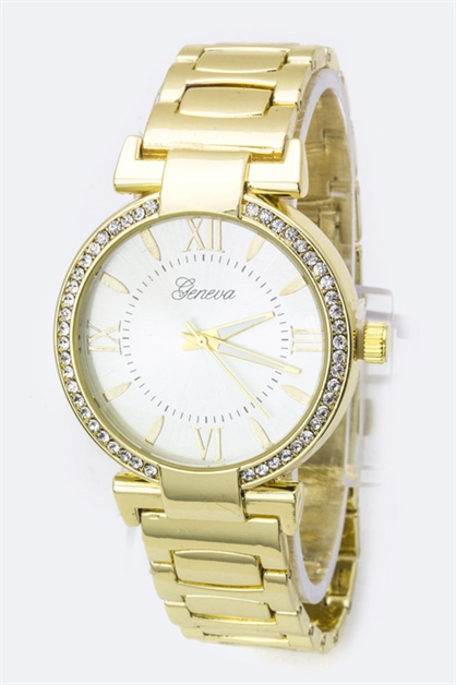 LA JEWELRY PLAZA, Crystal Bezel Fashion Watch, 04-1036/BC012