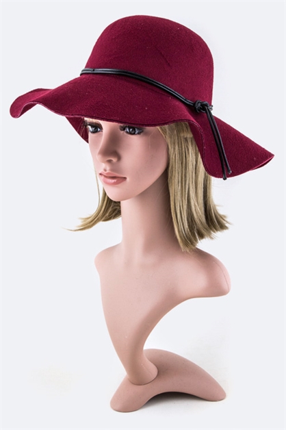 LA JEWELRY PLAZA, Leather Band Felt Floppy Hat, 70-CAE159/MW004