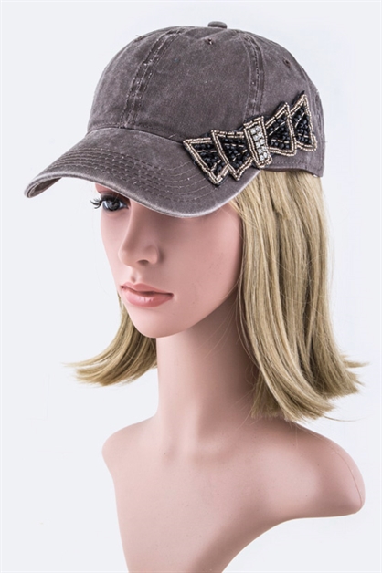 LA JEWELRY PLAZA, Beaded Bow Fashion Cap, 128-35019MF013