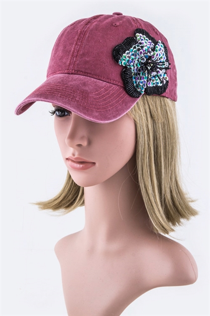 LA JEWELRY PLAZA, Sequins Flower Fashion Cap, SequinsFlowerFashionCap