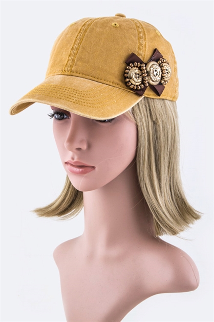 LA JEWELRY PLAZA, Beaded Bow Fashion Cap, 128-35019MF056/MX-SIDE
