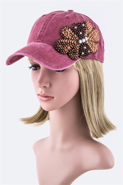 LA JEWELRY PLAZA, Bead  Sequins Flower Bow Cap, 128-35019MF078