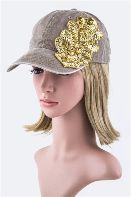 LA JEWELRY PLAZA, Sequins Leaf Fashion Cap, 128-35019MG045