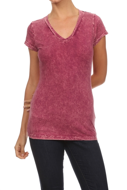 BAGEL, MINERAL WASHED TEE BURGUNDY, Mineral-wash-burgundy