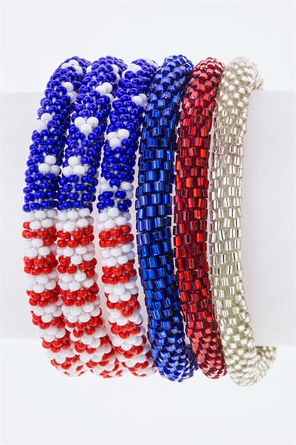 LA JEWELRY PLAZA, USA Nepal Roll Up Bracelet, 27-NEPAL-FLAG/AY-E