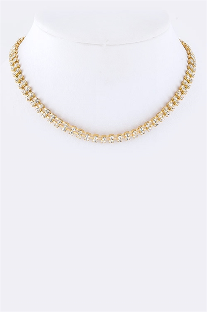 LA JEWELRY PLAZA, 2 Row Rhinestone Necklace, 98-HD3236