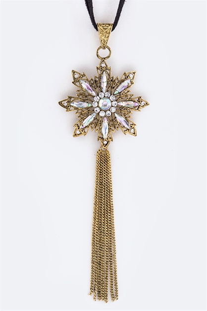 LA JEWELRY PLAZA, Crystal Star Tassel Necklace, 98-HL5802/BM138