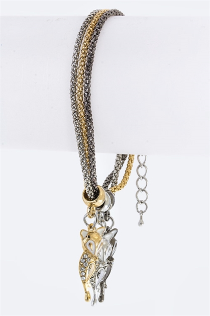 LA JEWELRY PLAZA, Three Strands Kitty Bracelet, 99-MLB1065-BF075