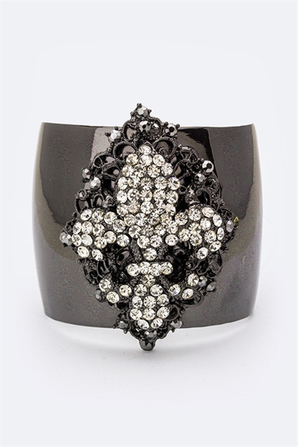 LA JEWELRY PLAZA, Crystal Fleur De Lis Bangle, 98-SS2089/BJ081-087