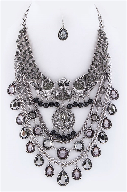 LA JEWELRY PLAZA, Mix Crystals Iconic Necklace, 39-NB300128/AN420