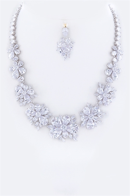 LA JEWELRY PLAZA, Cubic Zirconia Floral Statemen, 98-8043