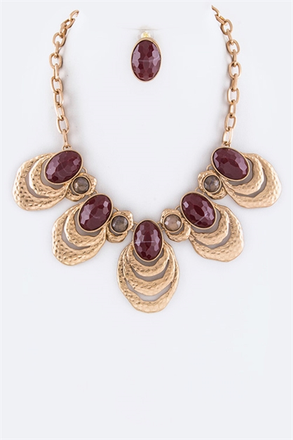 LA JEWELRY PLAZA, Stone Textured Necklace, 122-HUS7694/AP305
