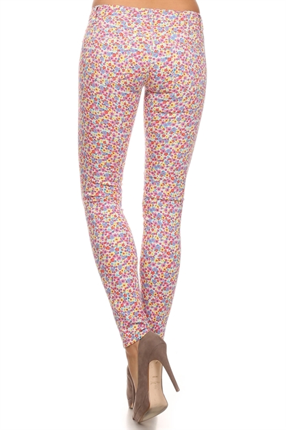 BAGEL, WHITE FLORAL PRINT PANTS, NSP-521-WHITE
