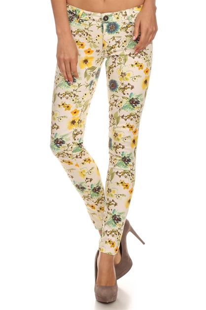 BAGEL, FLORAL PANTS NSP-512-IVORY, NSP-512-IVORY