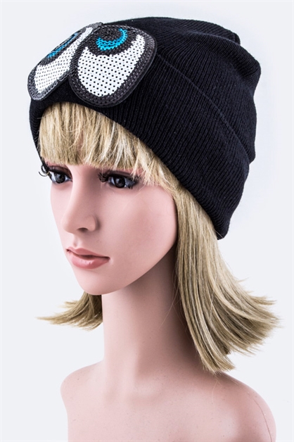 LA JEWELRY PLAZA, Sequins Eyes Beanie Hat, 128-EMH8501