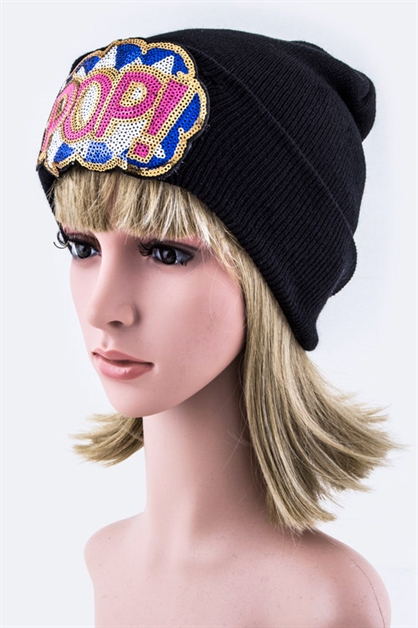 LA JEWELRY PLAZA, Sequins POP Beanie Hat, 128-EMH8502/MAKE