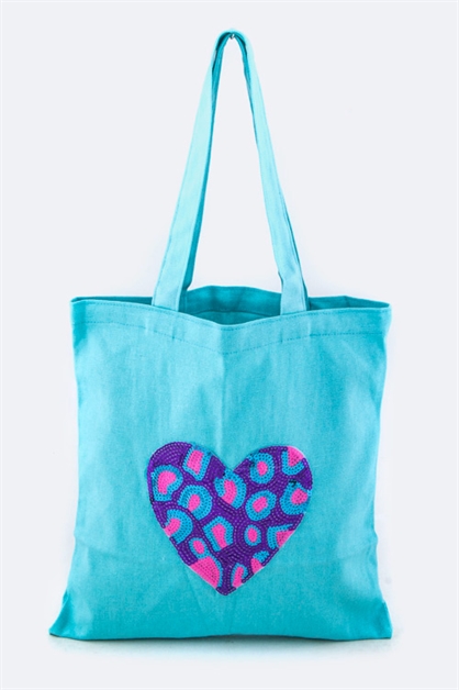 LA JEWELRY PLAZA, Sequins Heart Fashion Tote, 128-EMB8781-ME033