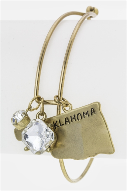 LA JEWELRY PLAZA, Oklahoma Map Charm Bangle, 51-JB5597/AD544