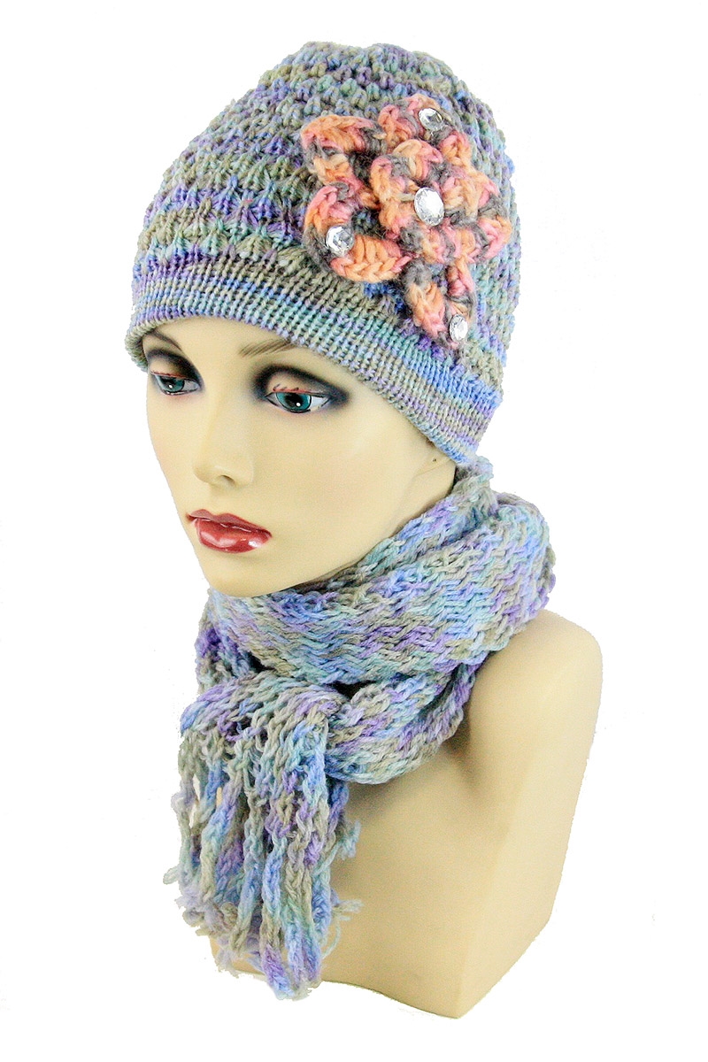 Lesov Male Knitted Beanie Hat With Scarf Set Plush Winter