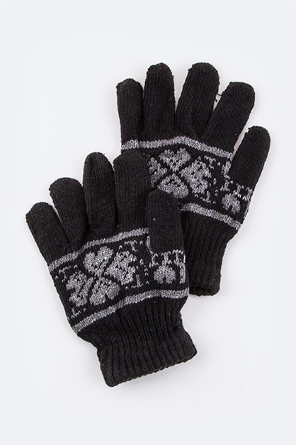 LA JEWELRY PLAZA, Clover Intarsia Kids Gloves, 61-GET1043-Kids/MT018