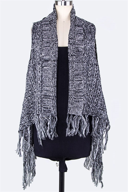 LA JEWELRY PLAZA, Knitted Fringe Fashion Vest, 94-K5087-AS/MD008