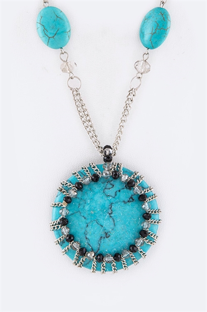 LA JEWELRY PLAZA, Turquoise Crystal Pendant, 56-HN4418/AP478