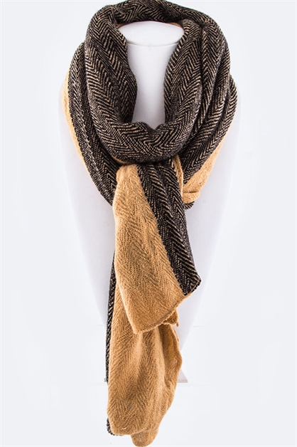 LA JEWELRY PLAZA, Herringbone 2 Tone Large Scarf, 125-SCFH8531/MC023