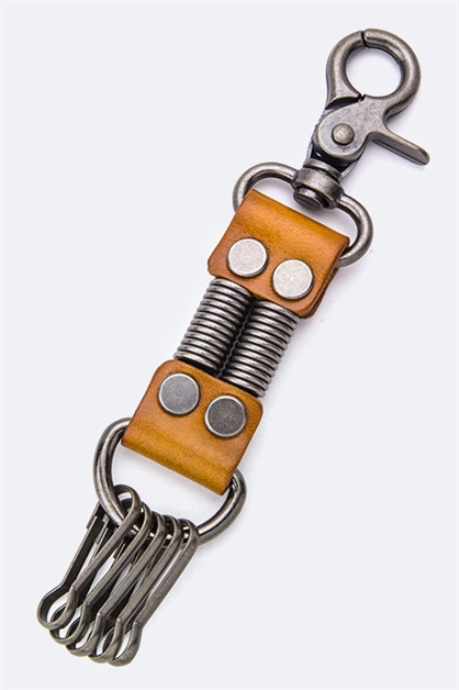 LA JEWELRY PLAZA, Spring Leather Keychain, 98-EMF8056/BF149