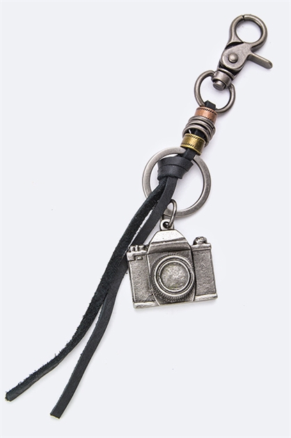 LA JEWELRY PLAZA, Camera Charm Leather Keychain, 98-EMK802-BG256