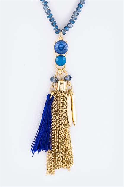 LA JEWELRY PLAZA, Mix Tassels Long Necklace, 18-HNE1836/AS552-523