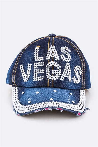 LA JEWELRY PLAZA, Las Vegas Embelished Denim Cap, 99-HT277X087-BP21