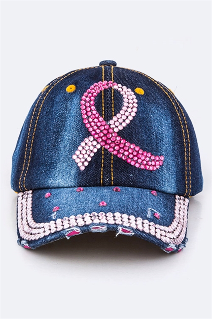 LA JEWELRY PLAZA, Pink Ribbon Embelished Cap, 99-HT277X075-BQ25A