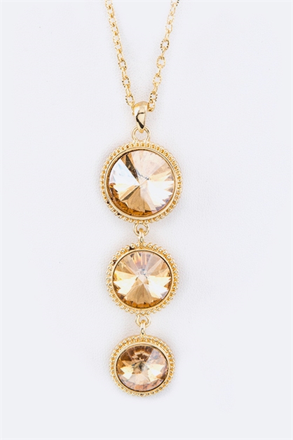 LA JEWELRY PLAZA, Triple Crystals Drop Necklace, 56-DN3030/AX277