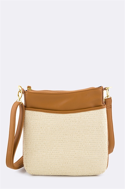 LA JEWELRY PLAZA, Contrasted Straw Swing Bag, 106-M7002-MT036-037