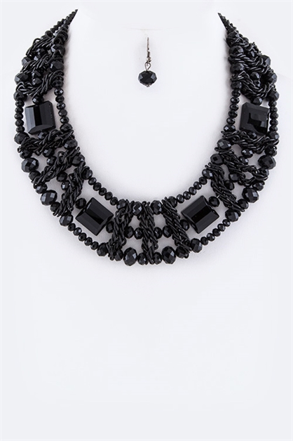 LA JEWELRY PLAZA, Mix Beads Layer Necklace Set, 70-NPT8085DD/AN417