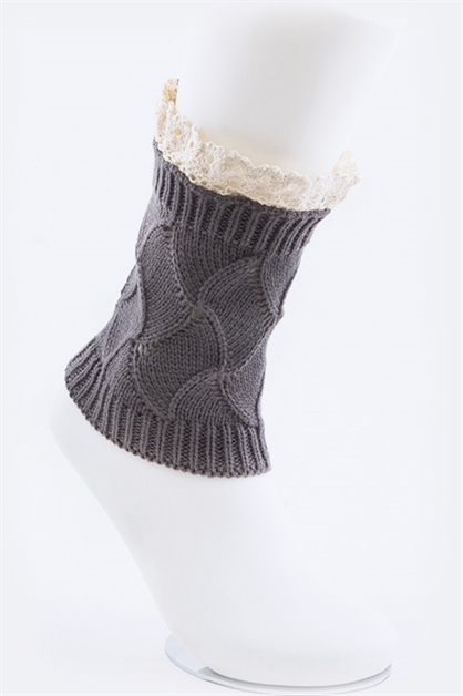 LA JEWELRY PLAZA, Knit Lace Bootie Leg Warmers, 98-BT264X103L/MN053