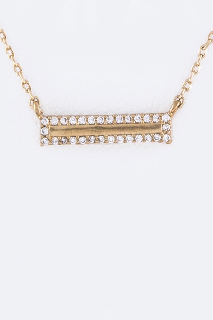 LA JEWELRY PLAZA, Petite CZ Bar Pendant Necklace, 52-WS2830/AH820