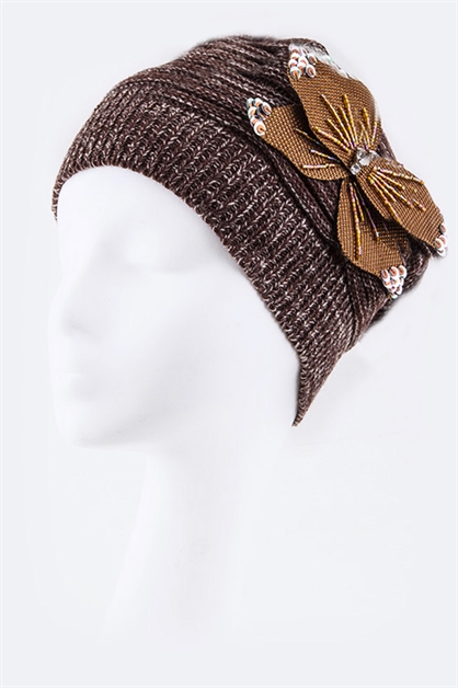 LA JEWELRY PLAZA, Butterfly Fashion Knit Beanie, 128-WH021-MF071/MU013