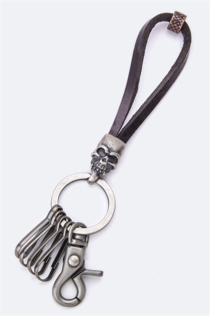 LA JEWELRY PLAZA, Skull Leather Keychain, 98-EMK8045/BM076
