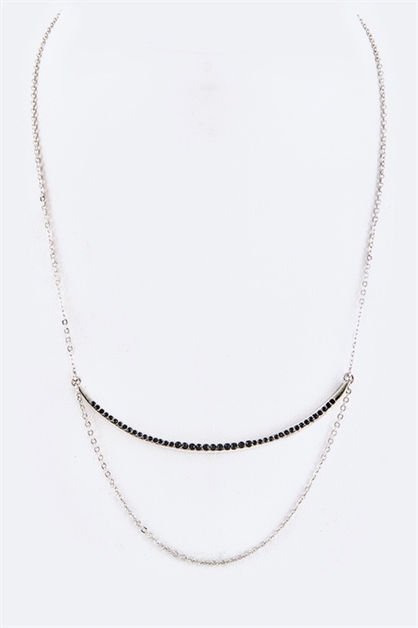 LA JEWELRY PLAZA, Crystal Bar Layer Necklace, 69-NUMBER/AJ3469