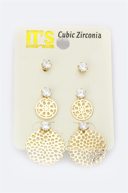 LA JEWELRY PLAZA, CZ  Filigree Earrings Set, 87-E7736/AA405