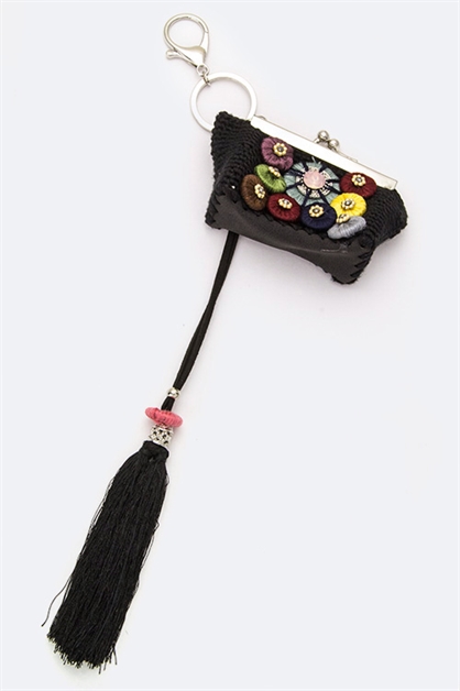 LA JEWELRY PLAZA, Tassel Crochet Suede Pouch, 40-NHK1011-BM048