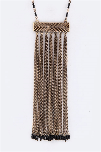 LA JEWELRY PLAZA, Fringe Beaded Chains Necklace , 18-ENE10470/AT467