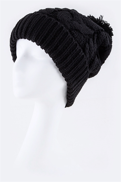 LA JEWELRY PLAZA, Chunky Knit Pom Pom Beanie Hat, 125-SHT-H5433-AS/MO008