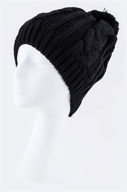 LA JEWELRY PLAZA, Mix Knit Pom Pom Beanie Hat, 128-EMH81014/MM004