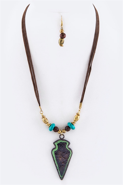 LA JEWELRY PLAZA, Arrowhead Leather Necklace , 74-SS0020/AL538
