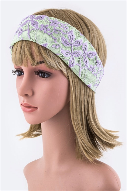 LA JEWELRY PLAZA, Floral Lace Wide Headband, 98-ADAS/MO-SIDE