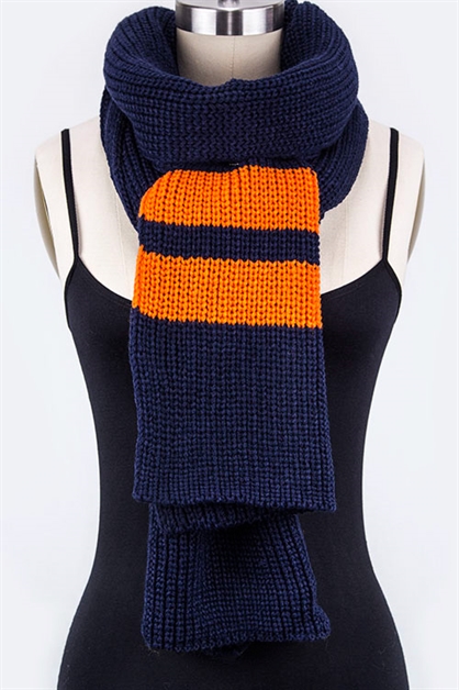 LA JEWELRY PLAZA, Striped Knit Extra Long Scarf, 99-248X009MIV/MC016