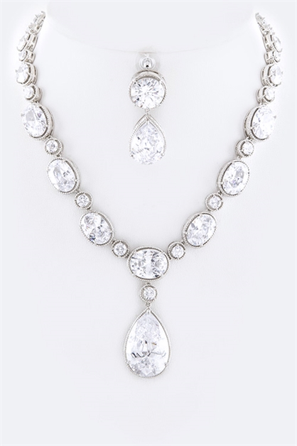 LA JEWELRY PLAZA, Cubic Zirconia Necklace Set, 98-WN323